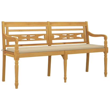Panchina Batavia con Cuscino Beige 150 cm Legno Massello Teak - homemem39