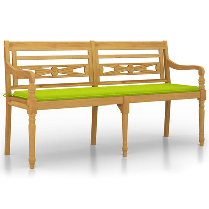 Panchina Batavia Cuscino Verde Chiaro 150cm Legno Massello Teak - homemem39