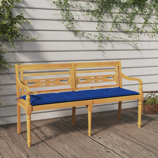 Panchina Batavia con Cuscino Blu 150 cm Legno Massello Teak - homemem39