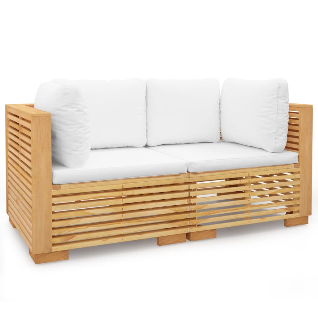 Divani Angolari da Giardino con Cuscini 2pz Legno Massello Teak - homemem39