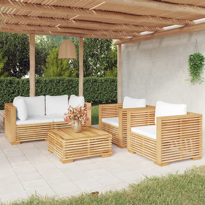 Set Divani da Giardino 5 pz con Cuscini Legno Massello di Teak | homemem39