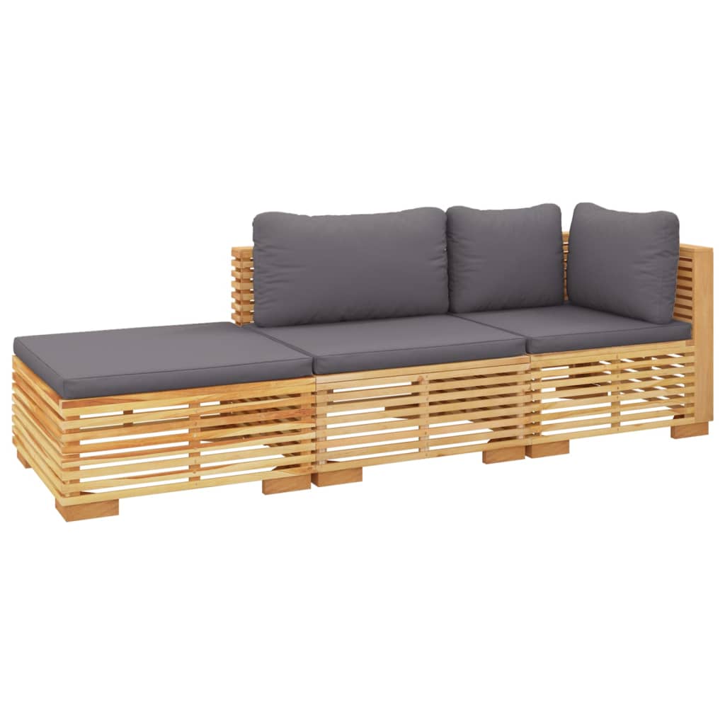 Set Divani da Giardino 3 pz con Cuscini Legno Massello di Teak - homemem39