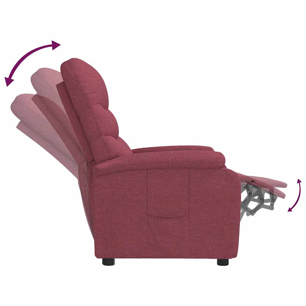 Poltrona Reclinabile in Tessuto Rosso Vino - homemem39