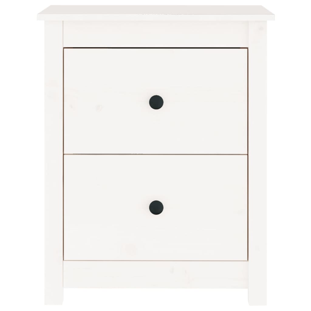 Comodino Bianco 50x35x61,5 cm in Legno Massello di Pino - homemem39
