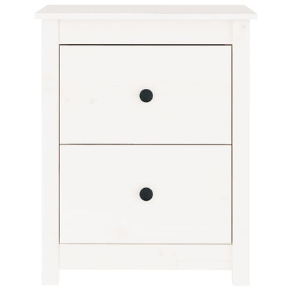 Comodino Bianco 50x35x61,5 cm in Legno Massello di Pino - homemem39