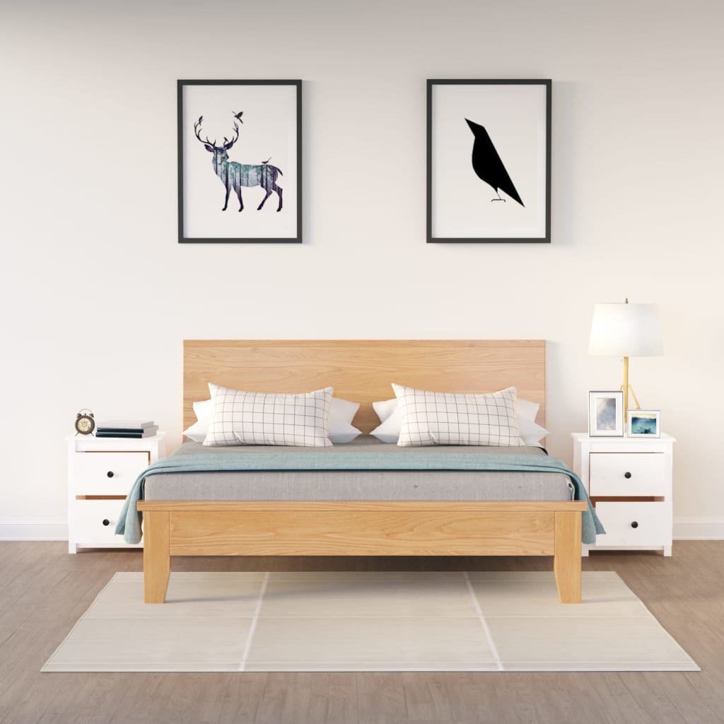 Comodini 2 pz Bianchi 50x35x61,5 cm in Legno Massello di Pino - homemem39