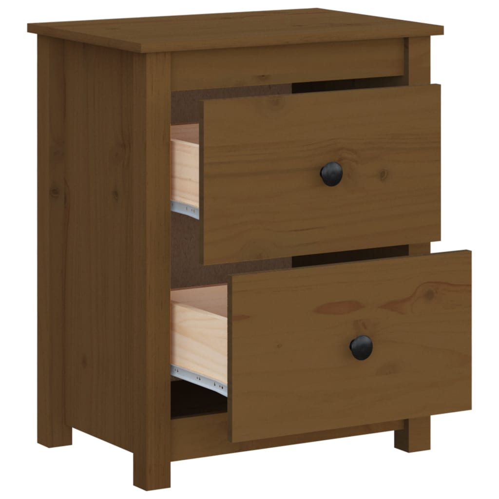 Comodino Marrone Ambra 50x35x61,5 cm in Legno Massello di Pino - homemem39
