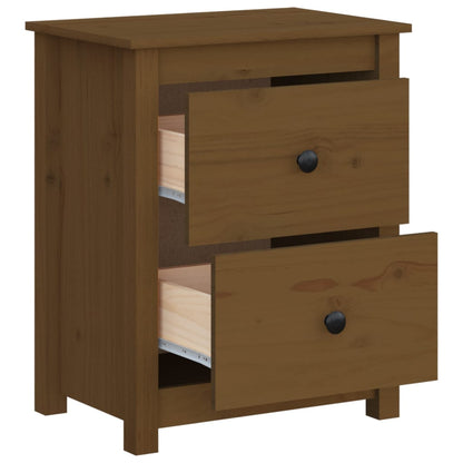 Comodino Marrone Ambra 50x35x61,5 cm in Legno Massello di Pino - homemem39
