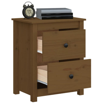 Comodino Marrone Ambra 50x35x61,5 cm in Legno Massello di Pino - homemem39