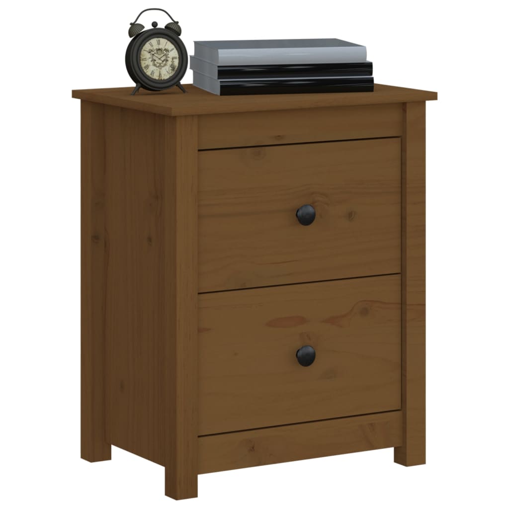 Comodino Marrone Ambra 50x35x61,5 cm in Legno Massello di Pino - homemem39