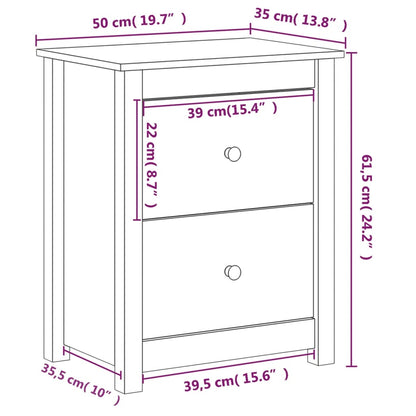 Comodino Marrone Ambra 50x35x61,5 cm in Legno Massello di Pino - homemem39