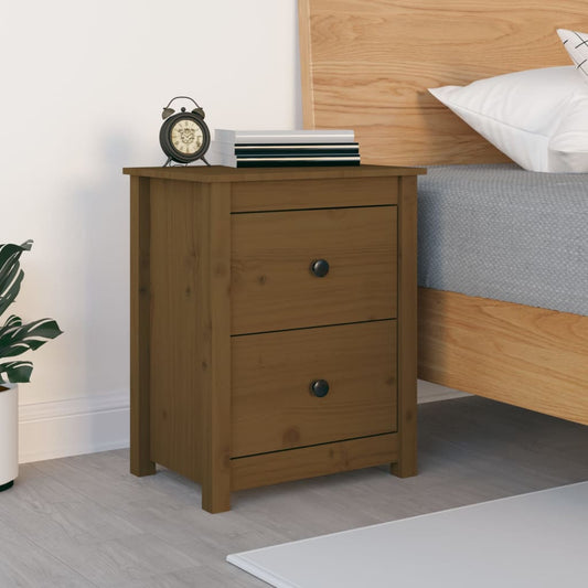 Comodino Marrone Ambra 50x35x61,5 cm in Legno Massello di Pino - homemem39