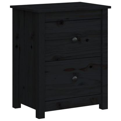 Comodini 2 pz Neri 50x35x61,5 cm in Legno Massello di Pino - homemem39