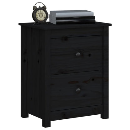Comodini 2 pz Neri 50x35x61,5 cm in Legno Massello di Pino - homemem39