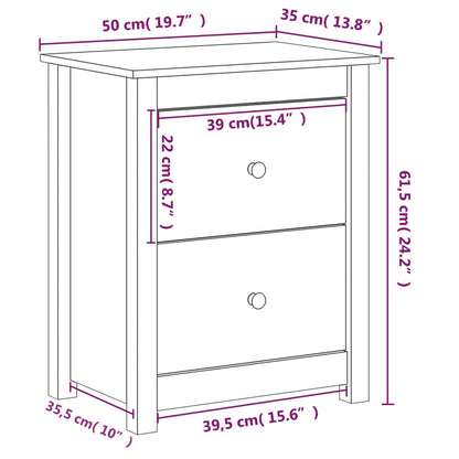 Comodini 2 pz Neri 50x35x61,5 cm in Legno Massello di Pino - homemem39