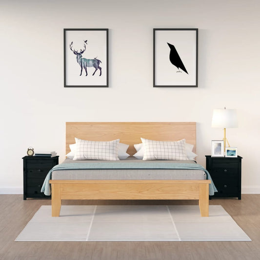 Comodini 2 pz Neri 50x35x61,5 cm in Legno Massello di Pino - homemem39