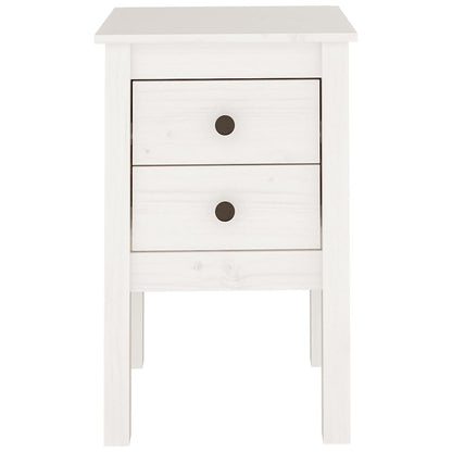 Comodino Bianca 40x35x61,5 cm in Legno Massello di Pino