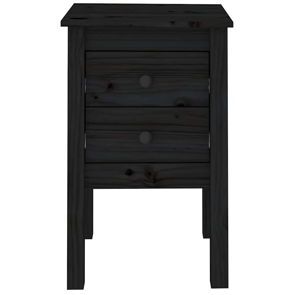 Comodini 2 pz Nera 40x35x61,5 cm in Legno Massello di Pino - homemem39