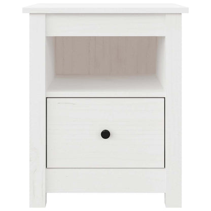 Comodino Bianco 40x35x49 cm in Legno Massello di Pino - homemem39