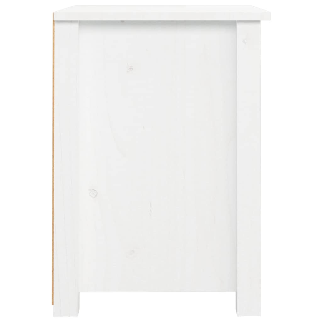 Comodino Bianco 40x35x49 cm in Legno Massello di Pino - homemem39
