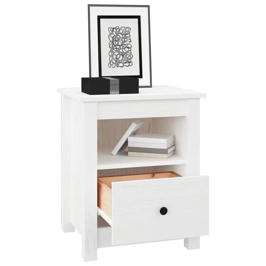Comodini 2 pz Bianchi 40x35x49 cm in Legno Massello di Pino - homemem39