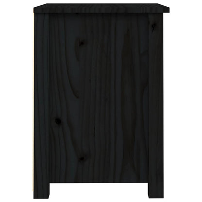 Comodino Nero 40x35x49 cm in Legno Massello di Pino - homemem39