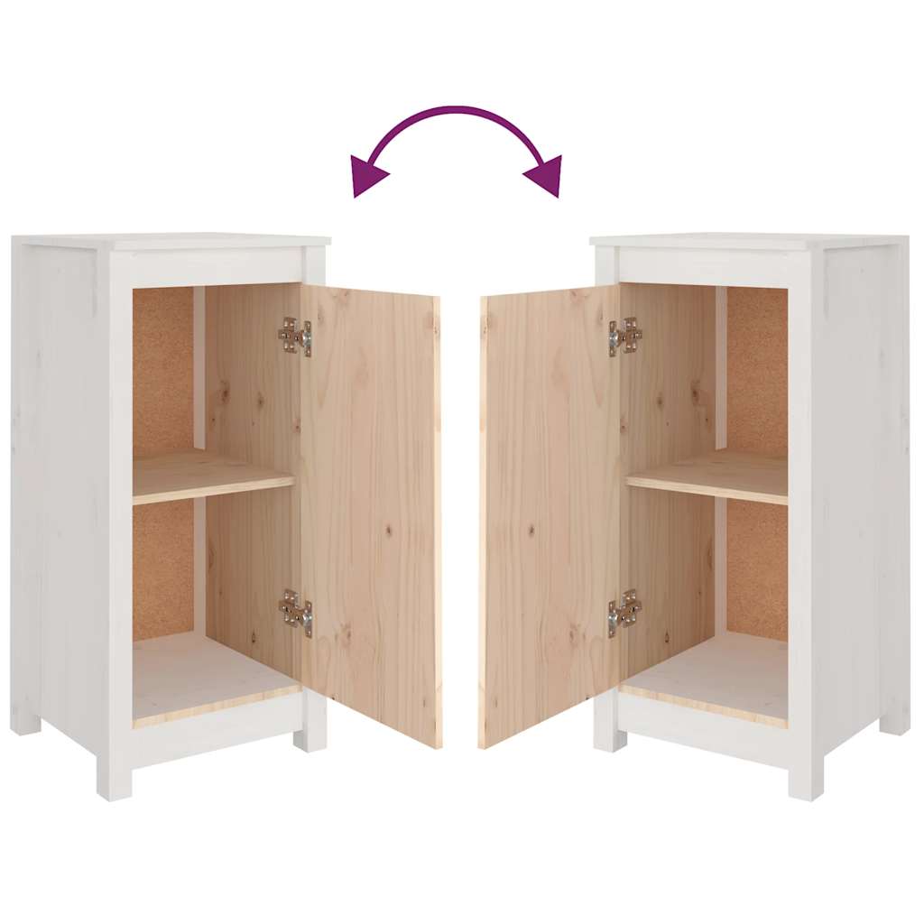 Credenza Bianca 39x35x80 cm in Legno Massello di Pino