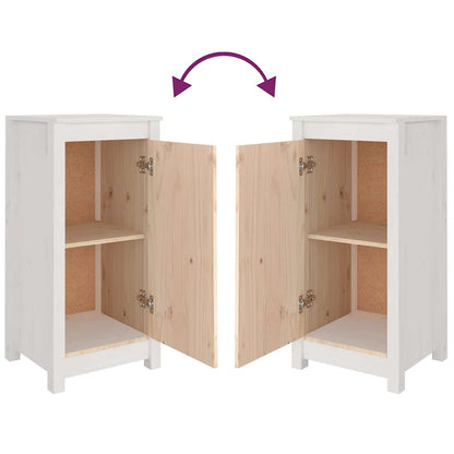 Credenza Bianca 39x35x80 cm in Legno Massello di Pino