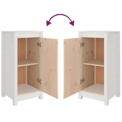 Credenze 2 pz Bianche 39x35x80 cm in Legno Massello di Pino