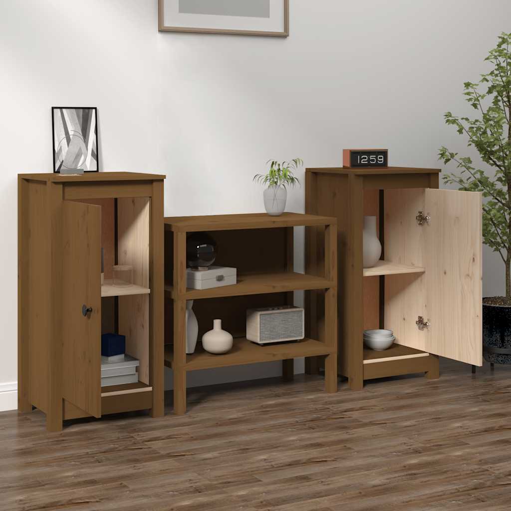 Credenze 2 pz Ambra 39x35x80 cm in Legno Massello di Pino - homemem39