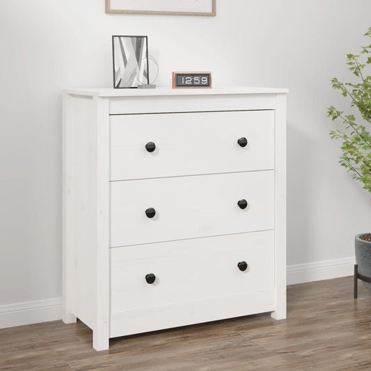 Credenza Bianca 70x35x80 cm in Legno Massello di Pino - homemem39