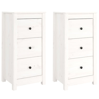 Credenze 2 pz Bianche 40x35x80 cm in Legno Massello di Pino - homemem39