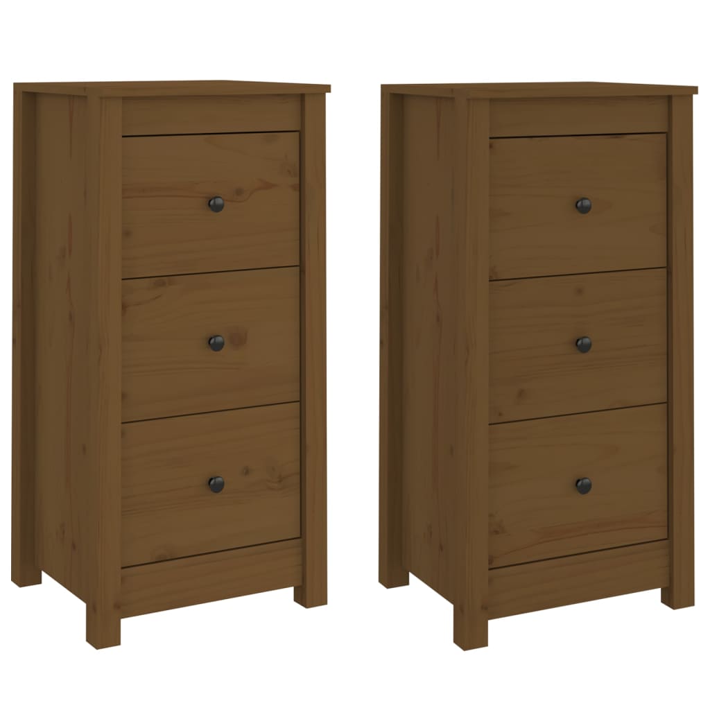 Credenze 2 pz Ambrate 40x35x80 cm in Legno Massello di Pino - homemem39