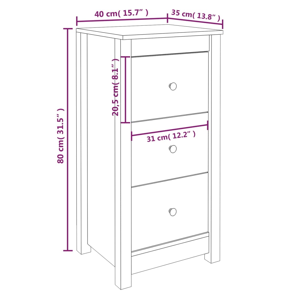 Credenze 2 pz Ambrate 40x35x80 cm in Legno Massello di Pino - homemem39
