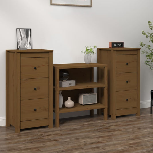 Credenze 2 pz Ambrate 40x35x80 cm in Legno Massello di Pino - homemem39