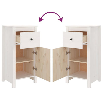 Credenza Bianca 40x35x80 cm in Legno Massello di Pino - homemem39