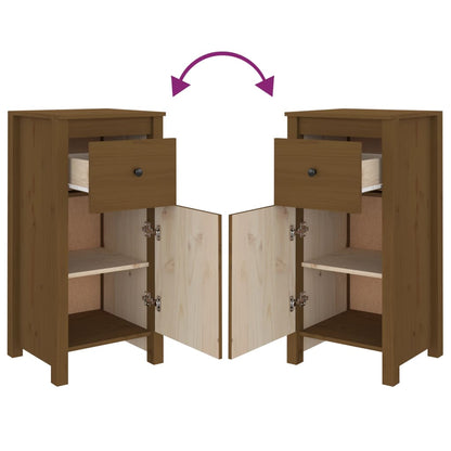 Credenza Marrone Ambrato 40x35x80 cm in Legno Massello di Pino - homemem39