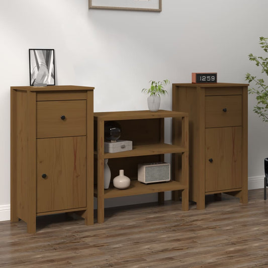 Credenze 2 pz Ambrate 40x35x80 cm in Legno Massello di Pino - homemem39