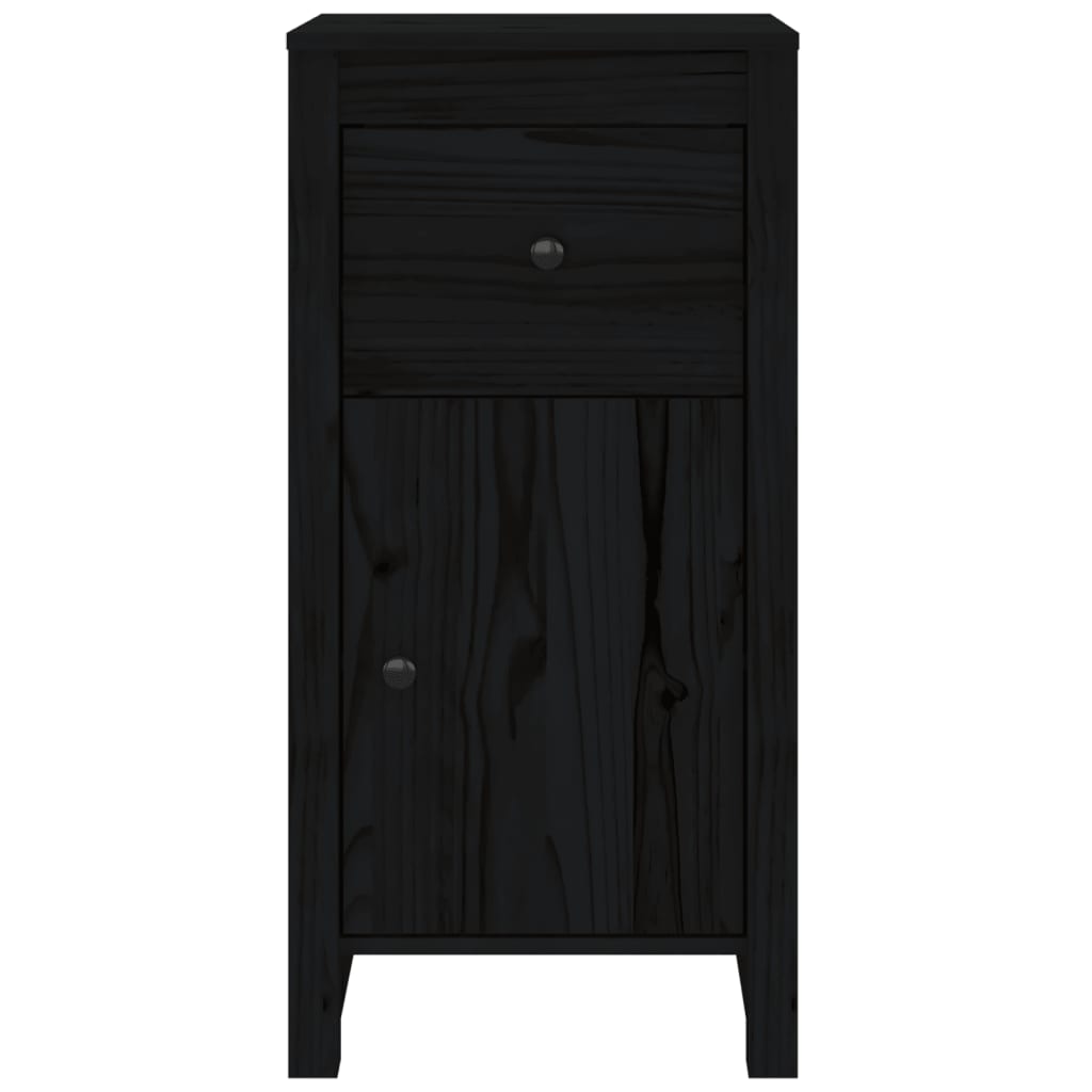 Credenza Nera 40x35x80 cm in Legno Massello di Pino - homemem39