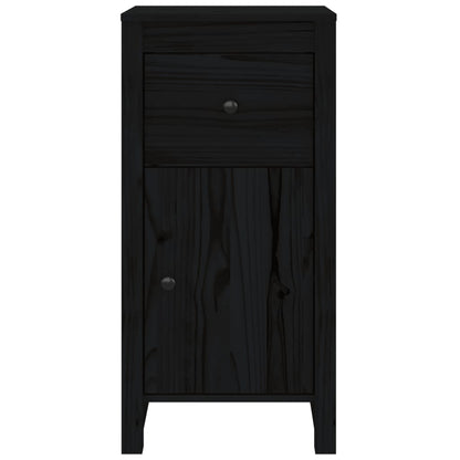 Credenza Nera 40x35x80 cm in Legno Massello di Pino - homemem39