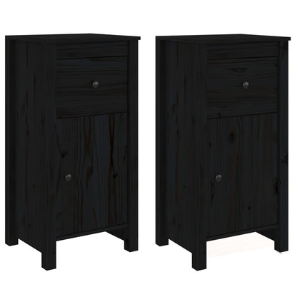 Credenze 2 pz Nere 40x35x80 cm in Legno Massello di Pino - homemem39