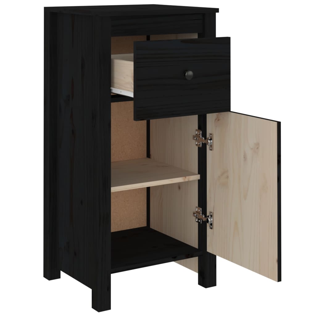 Credenze 2 pz Nere 40x35x80 cm in Legno Massello di Pino - homemem39