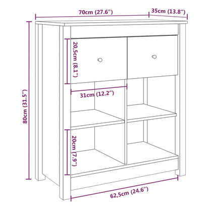 Credenza 70x35x80 cm in Legno Massello di Pino - homemem39