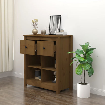 Credenza Marrone 70x35x80 cm in Legno Massello di Pino - homemem39