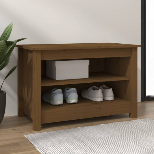 Scarpiera Ambrata 70x38x45,5 cm in Legno Massello di Pino - homemem39