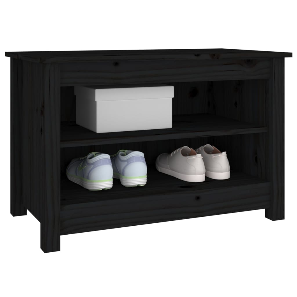 Scarpiera Nera 70x38x45,5 cm in Legno Massello di Pino - homemem39