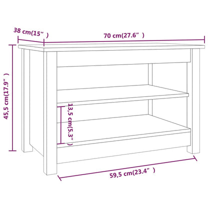 Scarpiera Nera 70x38x45,5 cm in Legno Massello di Pino - homemem39