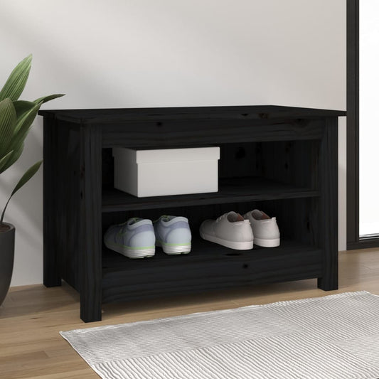 Scarpiera Nera 70x38x45,5 cm in Legno Massello di Pino - homemem39