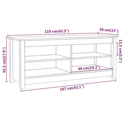 Scarpiera Grigia 110x38x45,5 cm in Legno Massello di Pino - homemem39