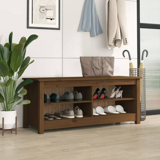 Scarpiera Ambrata 110x38x45,5 cm in Legno Massello di Pino - homemem39